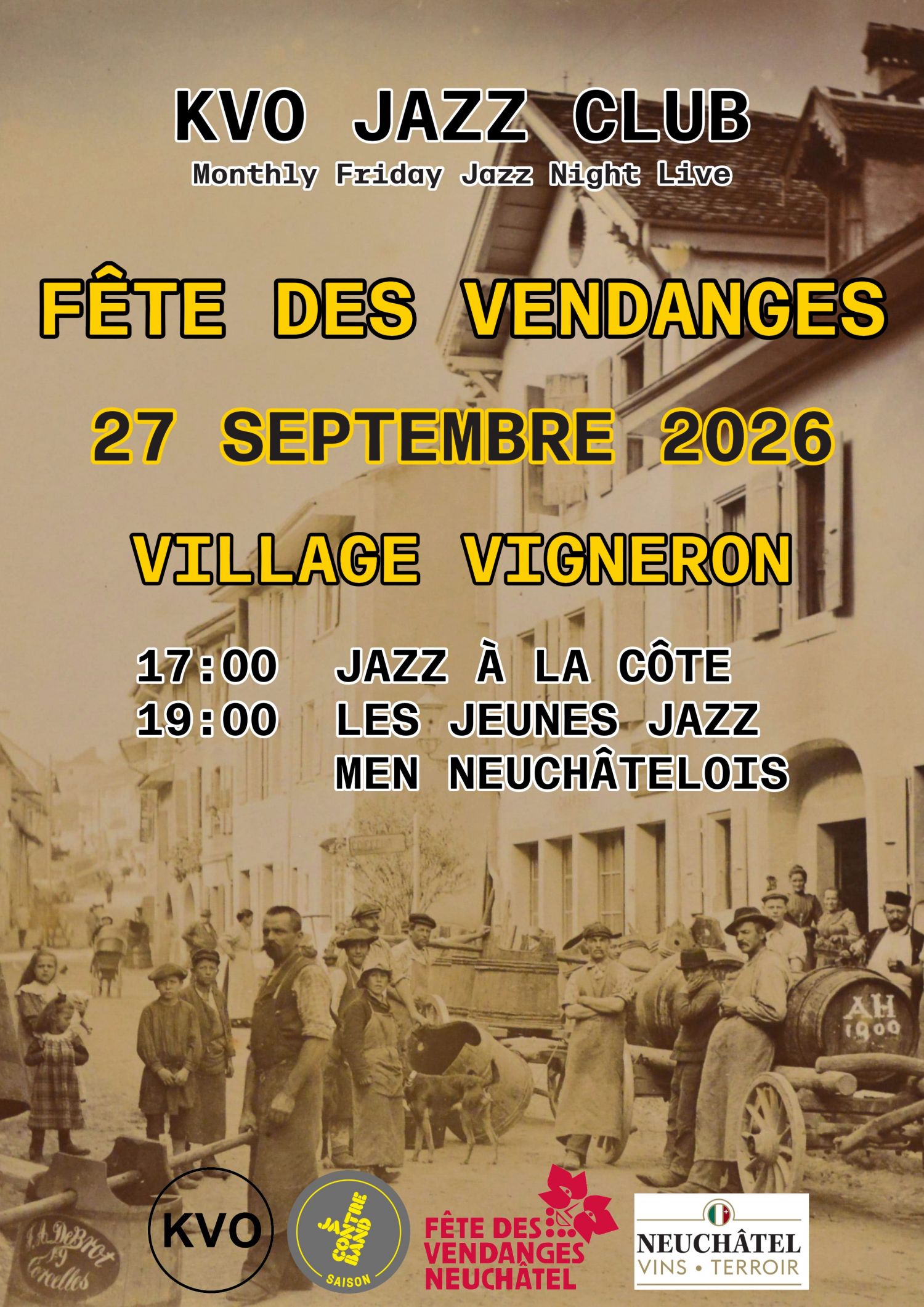Illustration de l'événement KVO JAZZ CLUB : Session FÊTE DES VENDANGES – VILLAGE VIGNERON