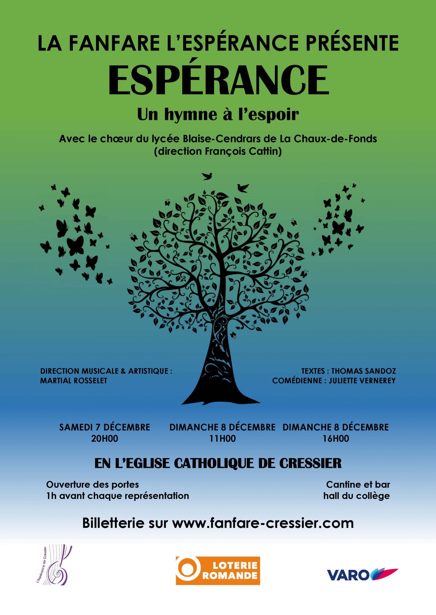 Espérance, un hymne à l'espoir - samedi 7 décembre – 20:00  dimanche 8 décembre – 11:00 