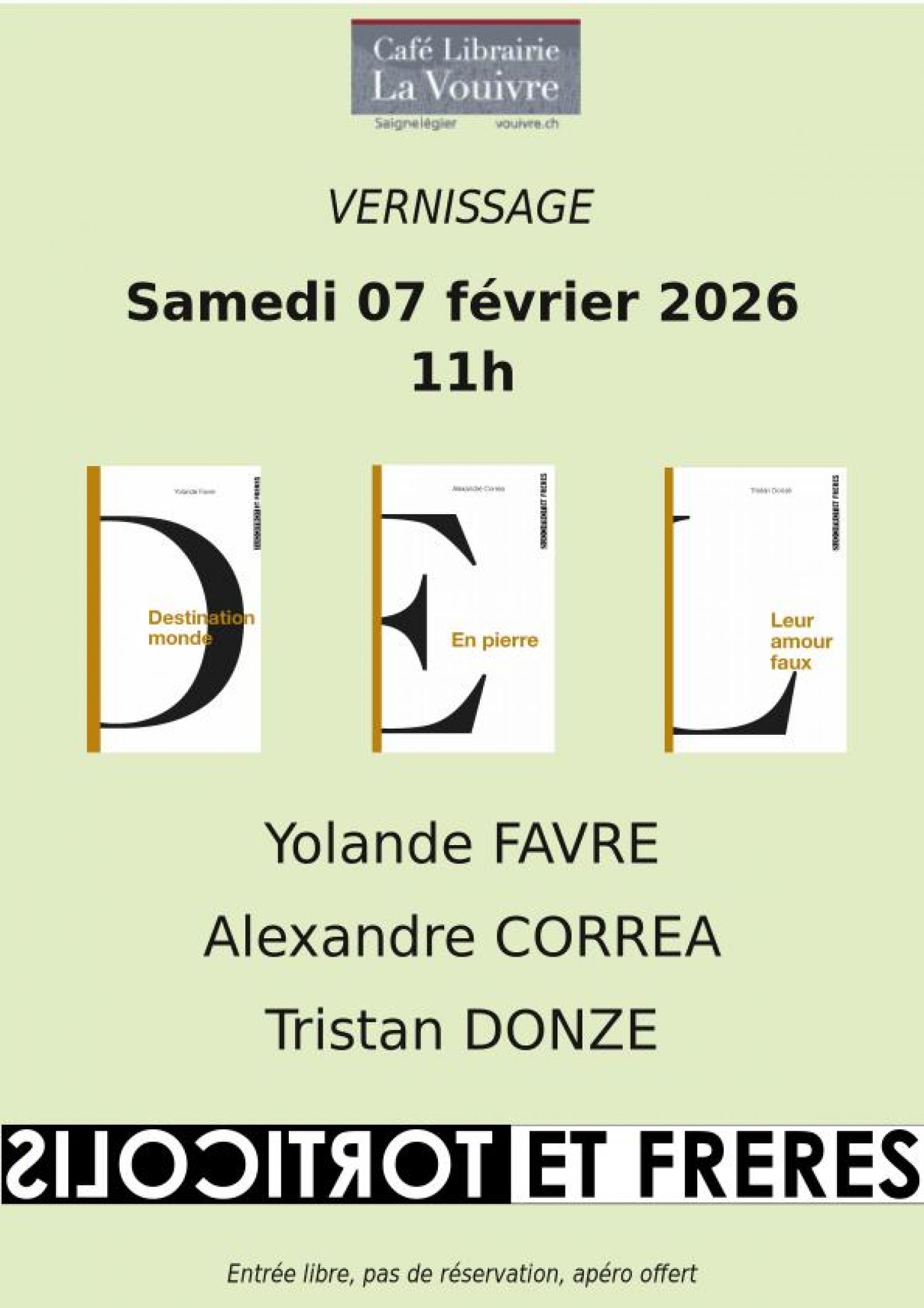 Illustration de l'événement Alexandre Correa, Tristan Donzé, Yolande Favre : VERNISSAGE