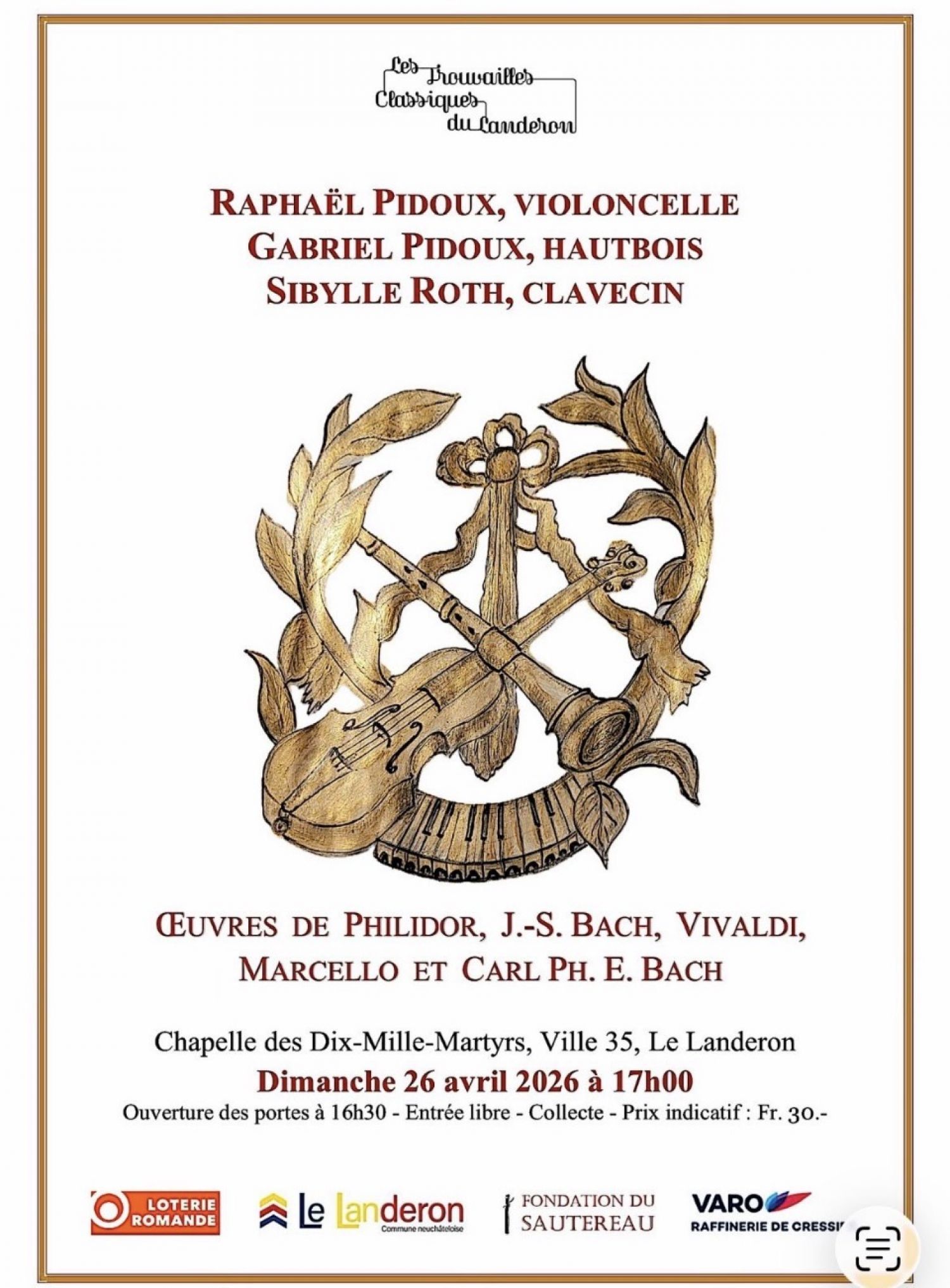 Illustration de l'événement Violoncelle, hautbois et clavecin